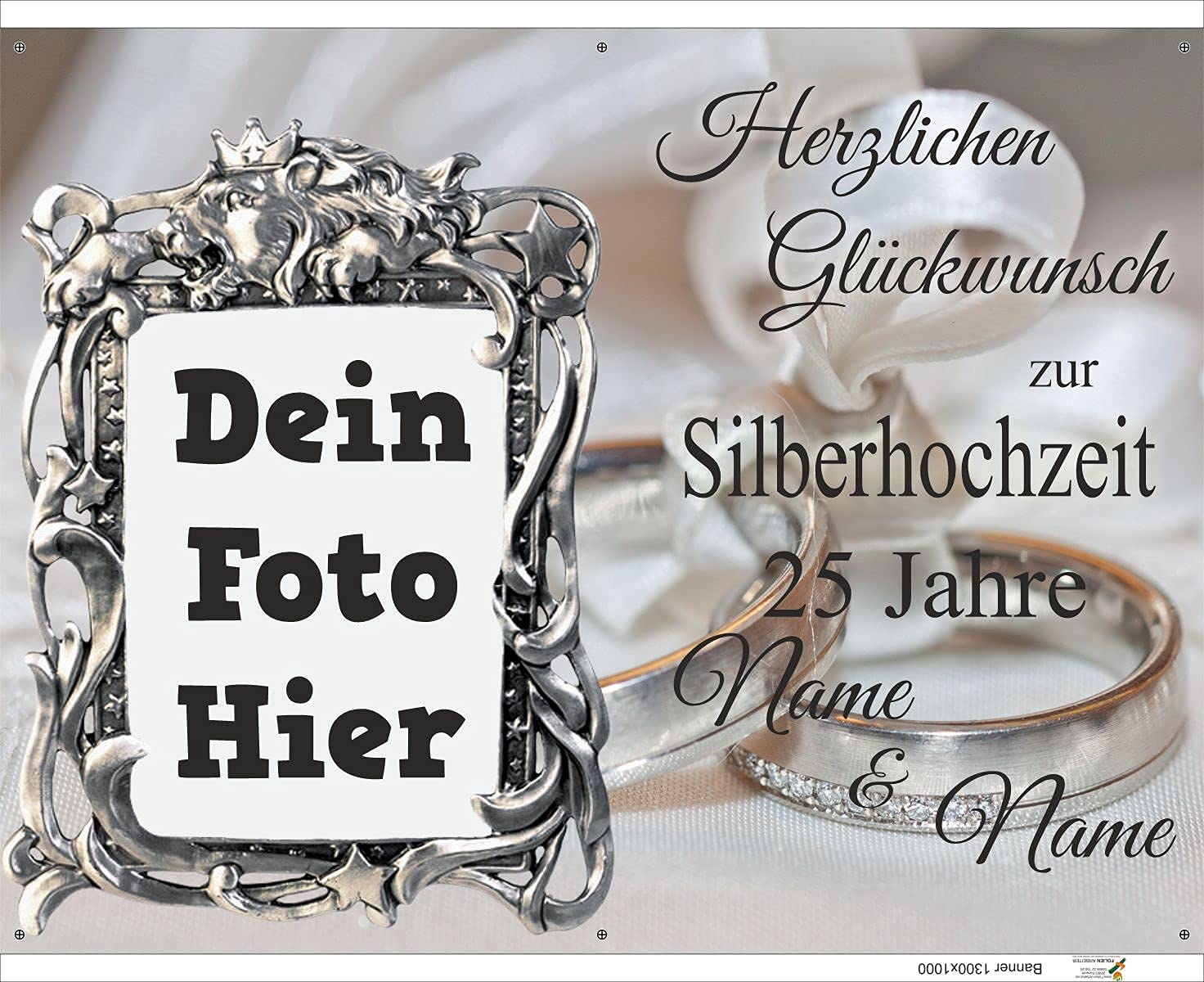 Hochzeitsbanner 130 x 100 cm mit Deinem Foto und Text