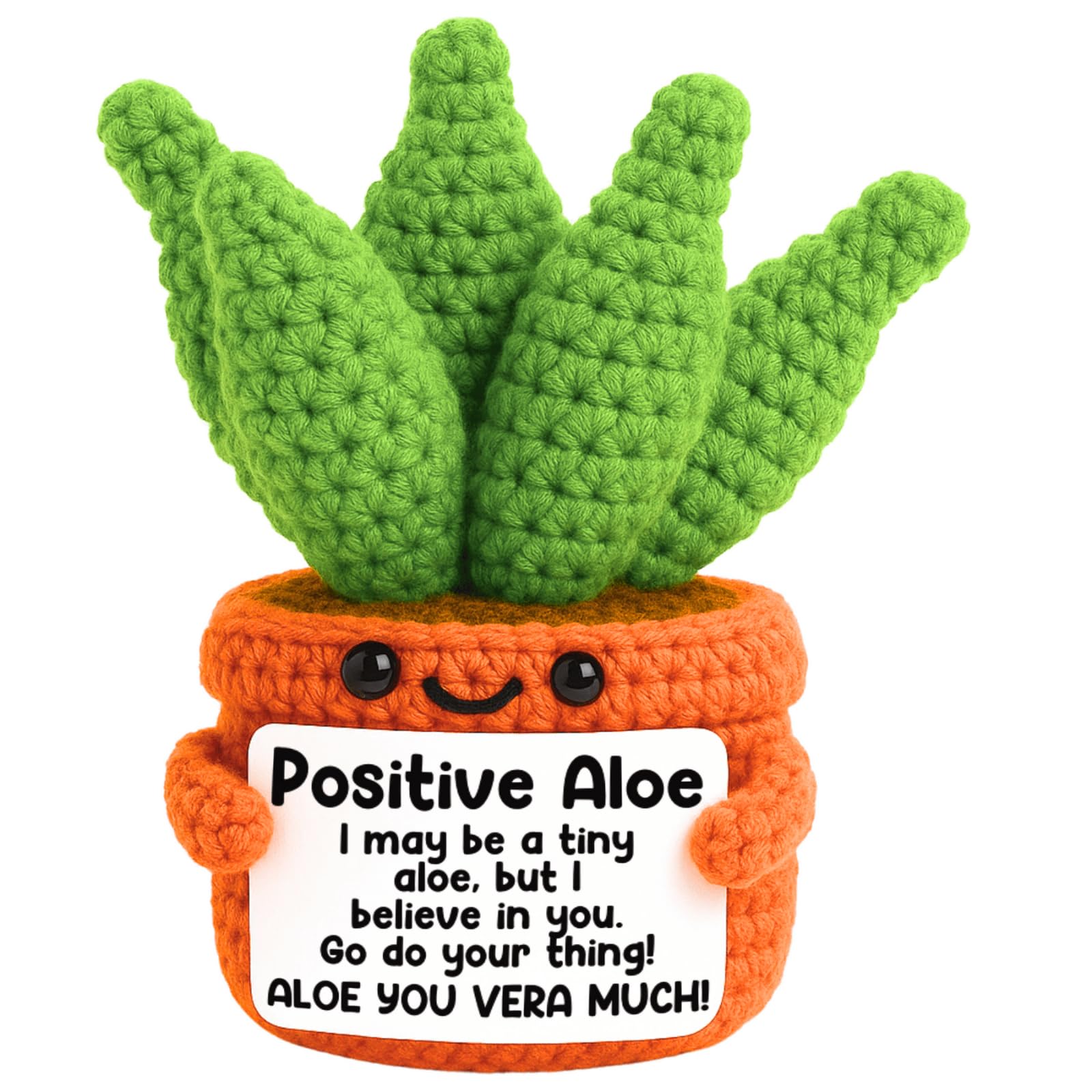 Positive Crochet Aloe Vera Encouragement Crochet Plant Graduation Teacher Mothers Day Birthday Gifts for Women Mom Inspirational Gift for Friend Coworkers Funny Nuggets Sunflower Succulent