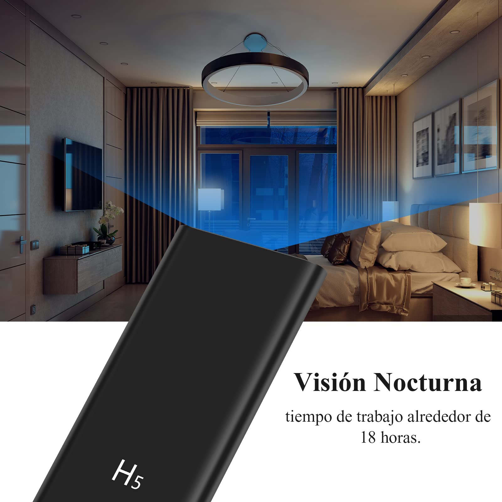 LXMIMI Nueva Mini Cámara de Seguridad Espía Oculta 2 en 1 con Banco de Energía de 5000 mAh, HD 1080P, para Niñera en el Hogar, con Visión Nocturna y Detección de Movimiento
