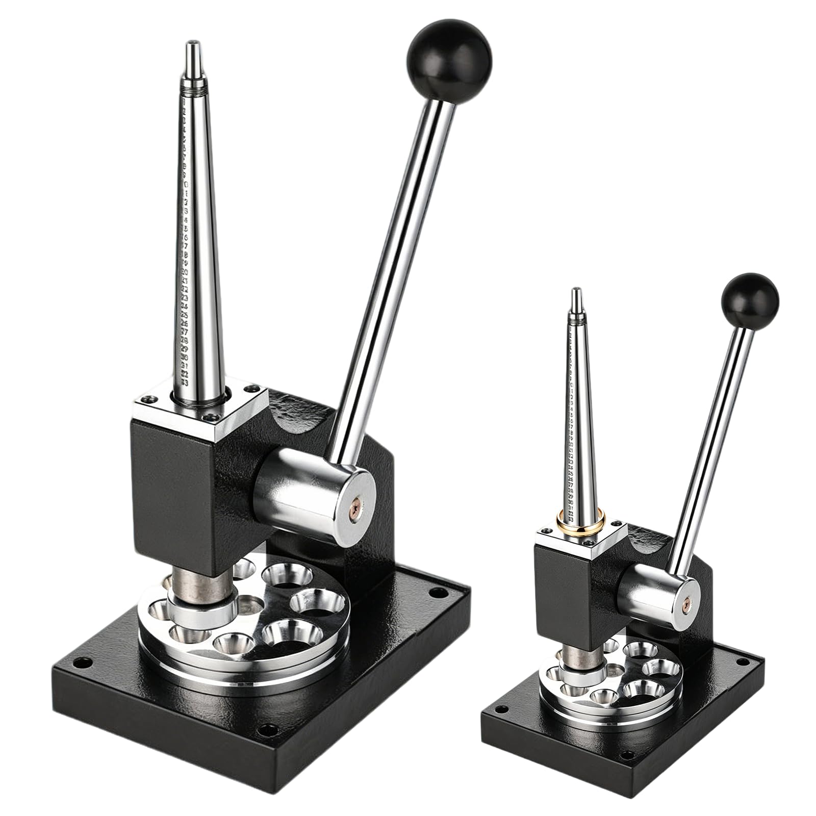 Ajustador de Anillos, Ensanchador y Reductor de Anillos Manual con Escalas | Ajustador de Talla para Anillos Profesional con Mandril de Palanca Vertical para Orfebres Joyeros y Talleres de Reparación