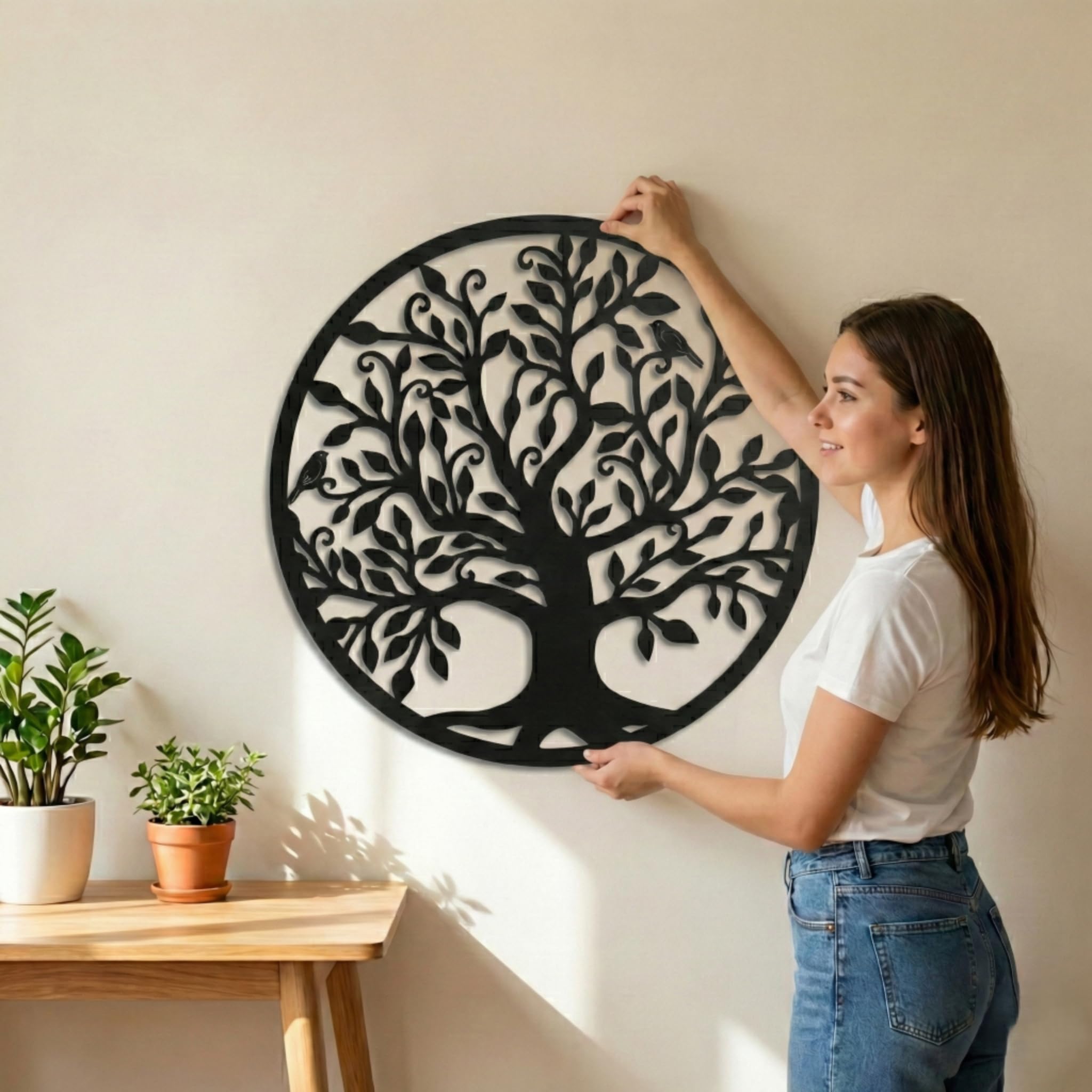 Dekadron Art Mural en métal, Art de l'arbre de Vie, Signe de Famille Arbre 60x60cm
