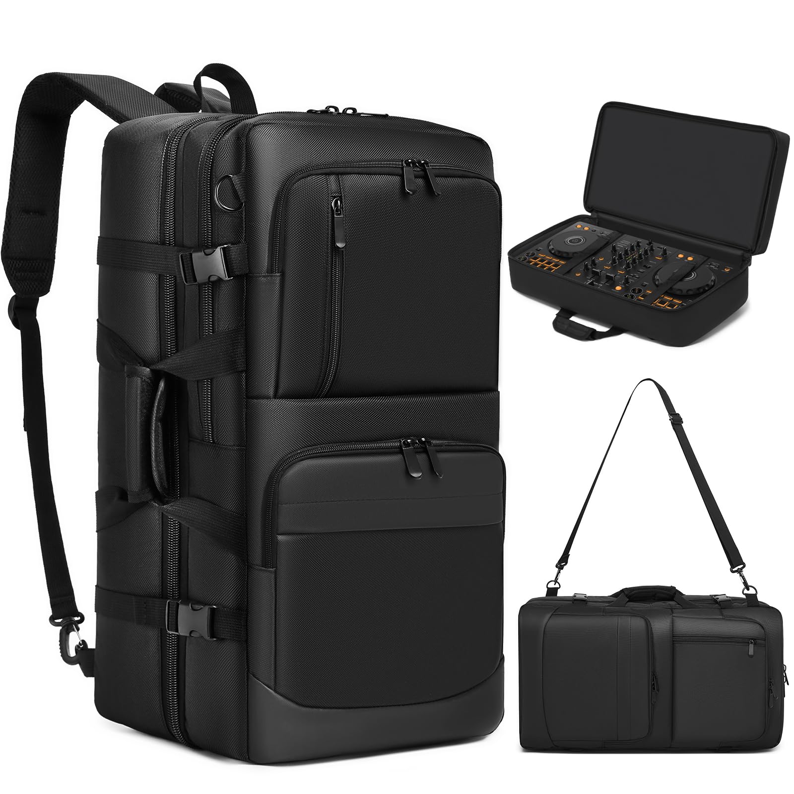 DJ-Controller-Tasche, kompatibel mit Pioneer DDJ-FLX4/DDJ-400/DDJ-REV1 – dick gepolsterter DJ-Rucksack mit mehreren Taschen für Zubehör, verstellbarer Gurt, 56 x 33 x 11 cm