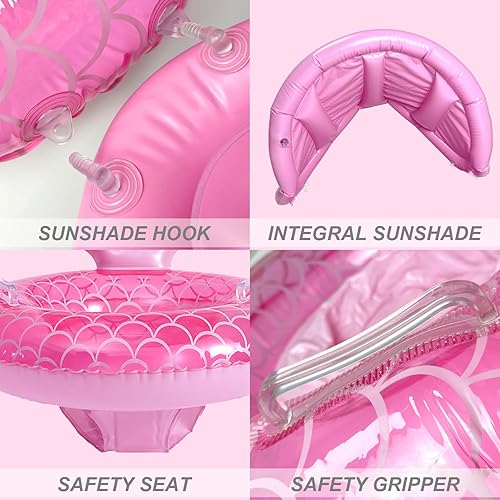 Miniatura 3 de ZEYGLXC Flotadores de piscina para bebés de 6 a 48 meses, anillo inflable de natación con asiento y asa para bebés y niños pequeños, entrenamiento