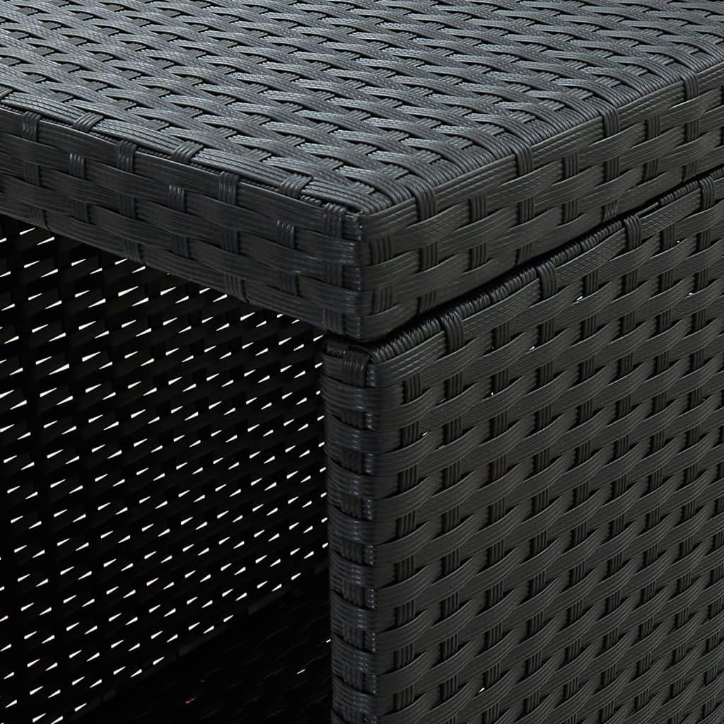 vidaXL Tavolo da Bar con Ripiani Nero 120x60x110 cm in Polyrattan