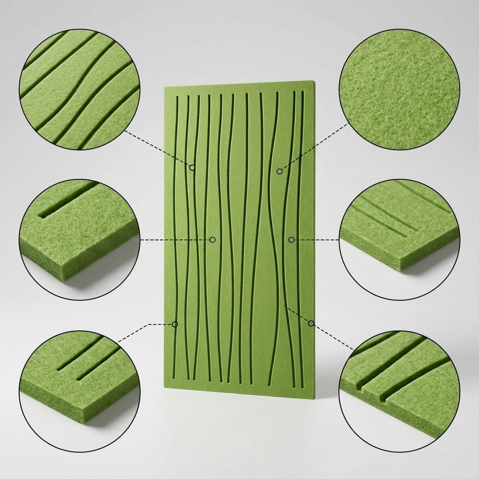 6 Piezas de Paneles Acústicos, Paneles de Aislamiento Acústico Artísticos, Paneles Decorativos de Poliéster, Absorción de Sonido, Fácil Instalación, a, Verde