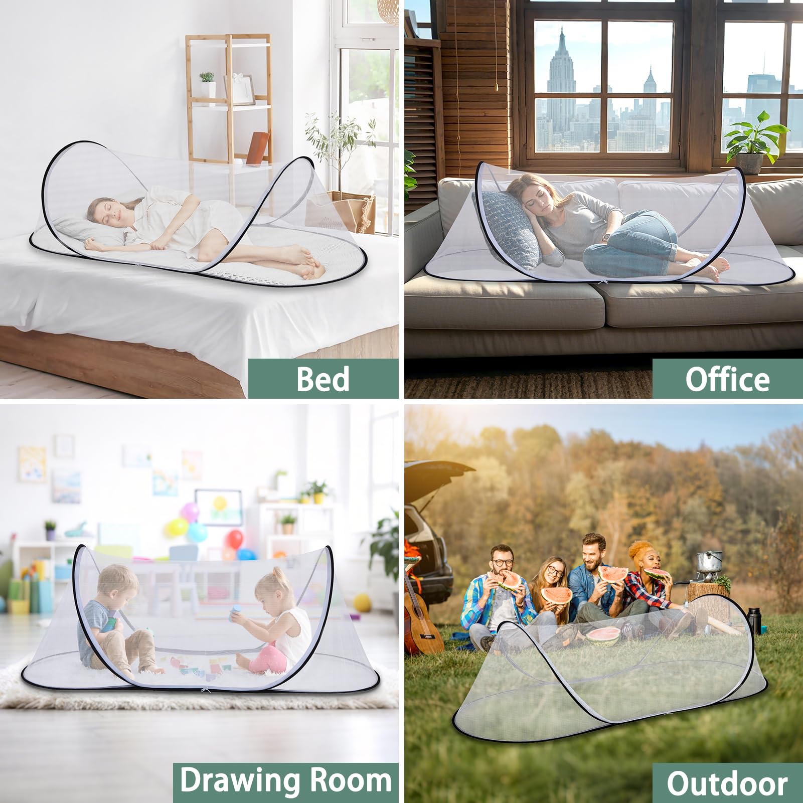 Mosquitera grande desplegable de 78.7 x 31.5 x 23.6 pulgadas, tienda de campaña portátil plegable, adecuada para dormitorio de bebé, uso al aire libre 6