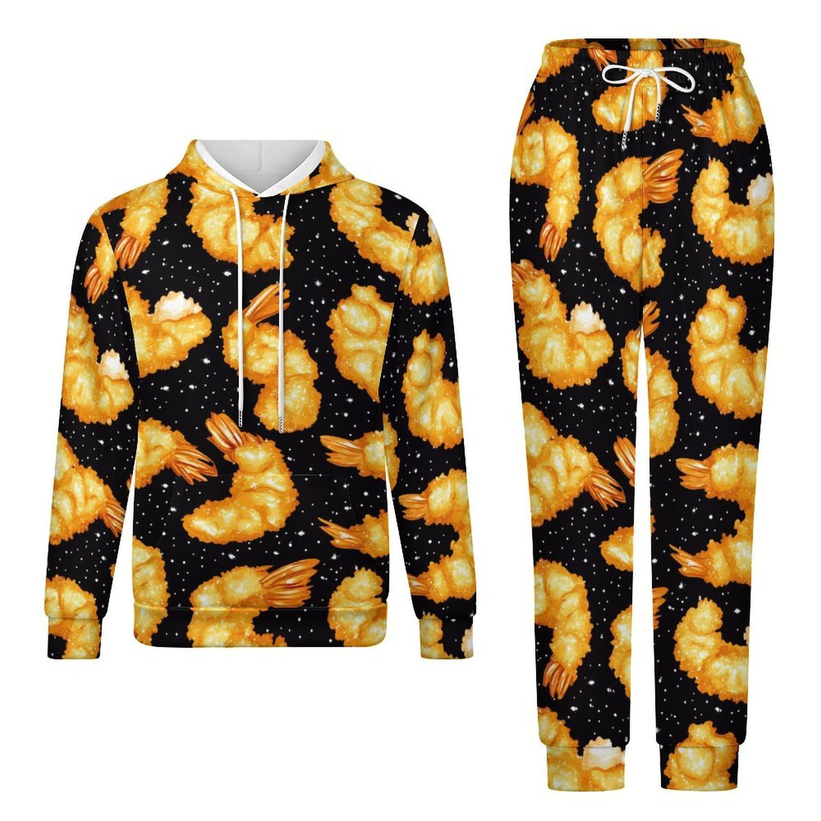 Gamberetti Golden Tute per gli Uomini Manica Lunga Felpa Con Cappuccio E Pantaloni Della Tuta Joggers Set Moda Tute