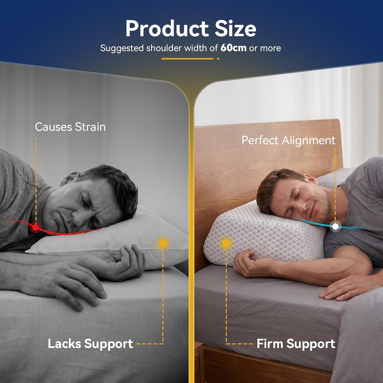 High Profile Bed Pillow for Heavy & Big Guy, Thick Firm Support