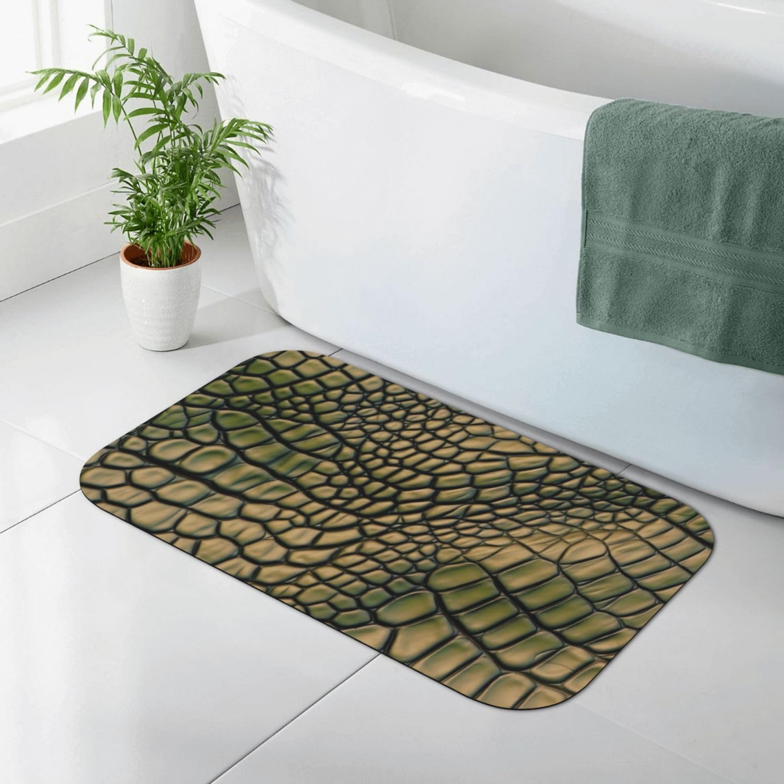 Tapis de bain absorbant en diatomée 80x50cm style alligator