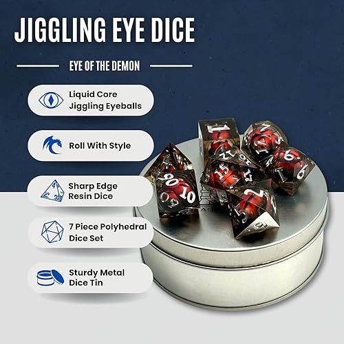 Miniatura 10 de Sage's Portal Jiggling Eye - Juego de dados poliédricos DND de resina de borde afilado de 7 piezas (Eye of The Wild Beholder)