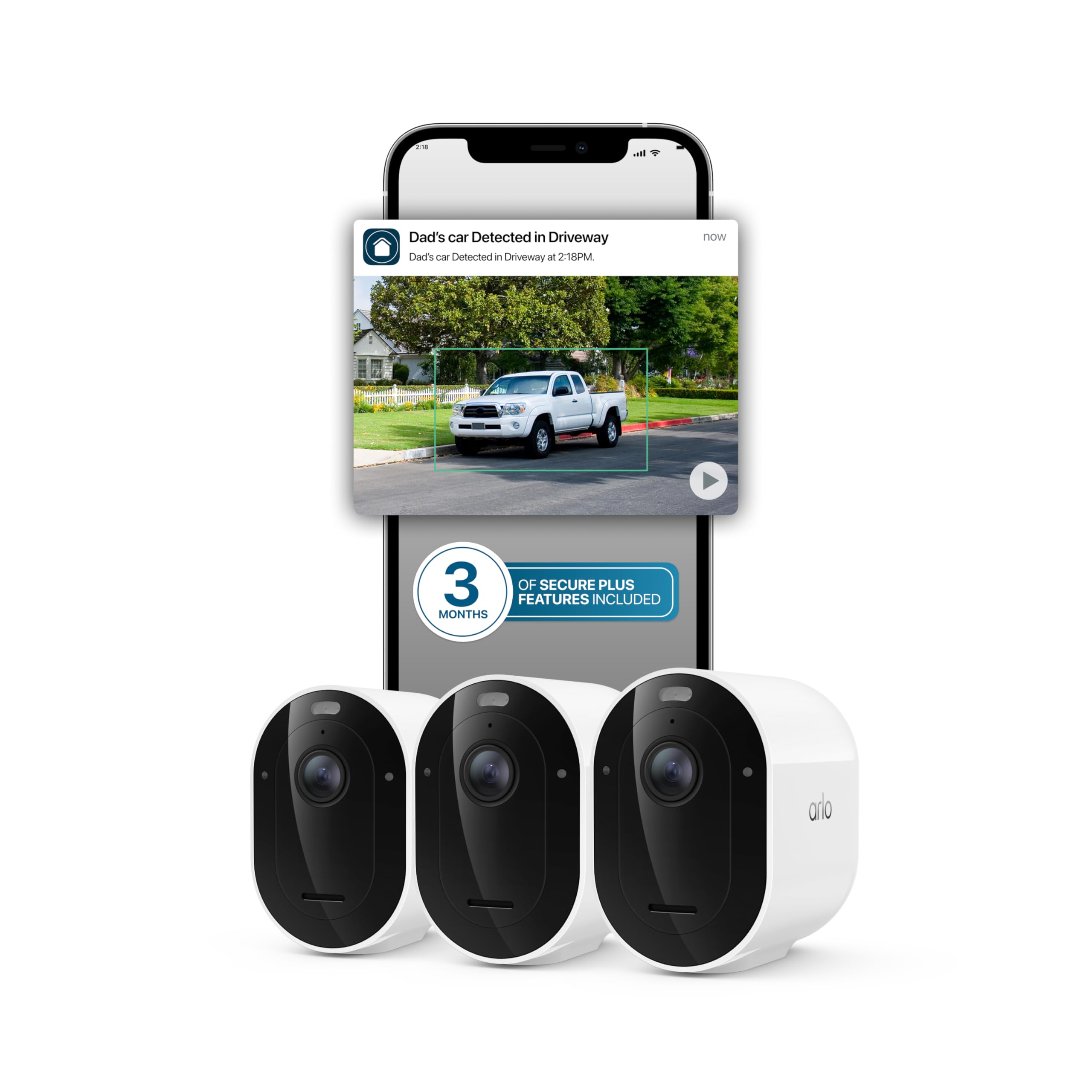 Arlo Pro Security Camera 2K HDR (6th Gen, 2025 Release) Wireless Outdoor Camera, 3 Cam, with Secure Plus 3-Month Subscription