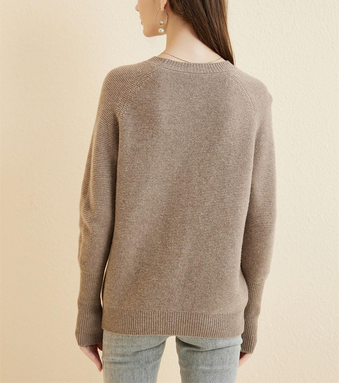 Wjnvfioo Maglione da donna in lana merino autunno inverno caldo morbido casual girocollo top manica lunga pullover lavorato a maglia