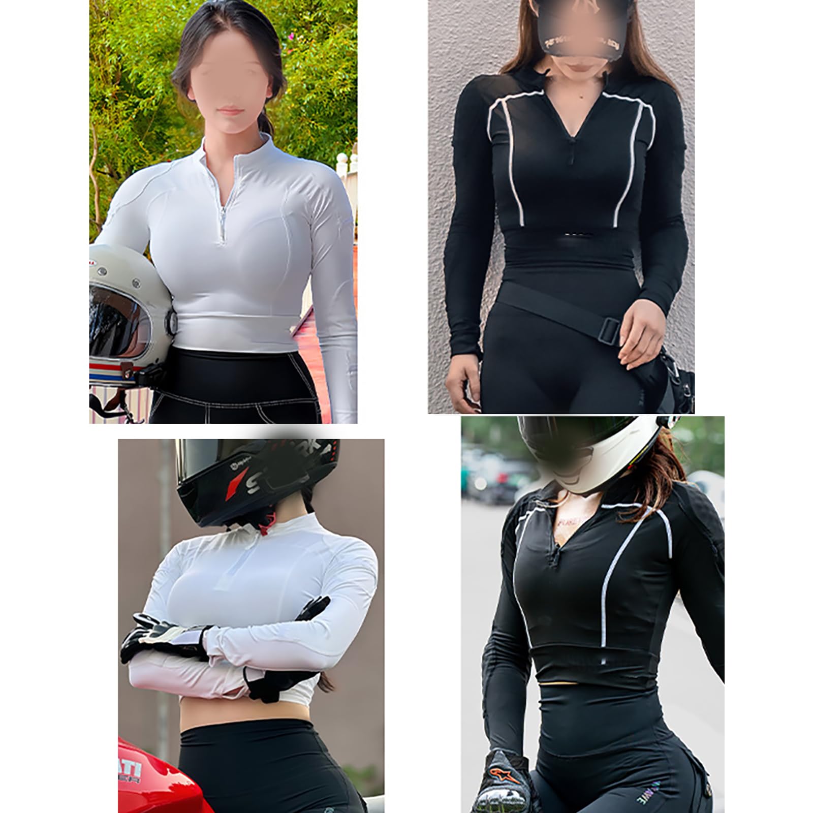 Top da Moto Donna Certificato CE – Abbigliamento Protettivo Soft Shell Traspirante – Armatura Motocross Strato Base – Giacca da Guida ad Alta Visibilità – Maglia da Moto Imbottita