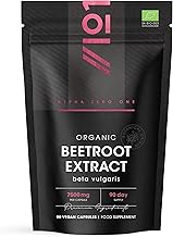 Organic Beetroot Extract Capsules 7500mg - High Strength Beetroot Supplement - 90 Vegan Capsules (3 Months Supply) Resealable and Recyclable Pouch by Alpha01
