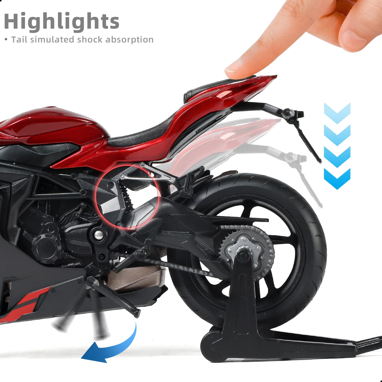 1/12 moto giocattolo giocattolo compatibile per MV Agusta F3 RR in lega pressofusione modello nessun assemblaggio richiesto mini-racing moto collezione adulto (rosso)
