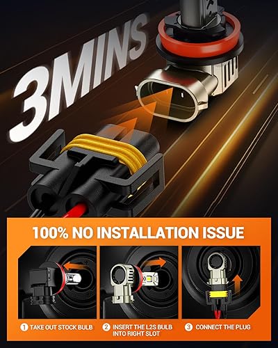 Vista 46 de SEALIGHT Bombillas antiniebla LED amarillas 9145 H10, 13,000 lúmenes, 600% de brillo, 9045 H10, bombillas antiniebla amarillas, 3000 K ámbar