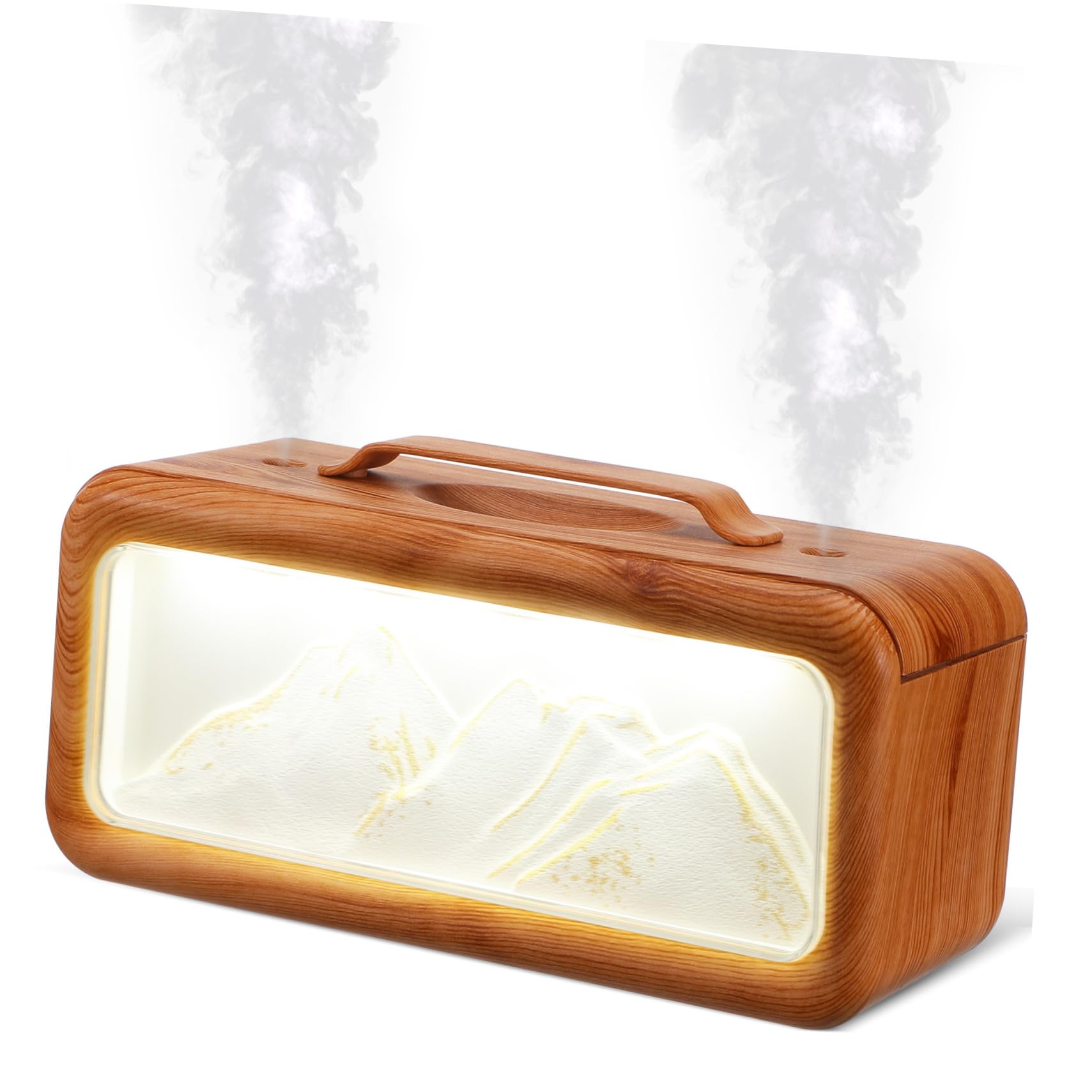 Humidificateur double pulvérisation MAGICLULU au design montagne et texture bois