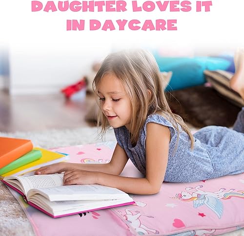 Miniatura 10 de Alfombrillas de unicornio para siesta preescolar tapete para siesta para niñas niños guardería regalos de jardín de infantes para nieta sobrino hija