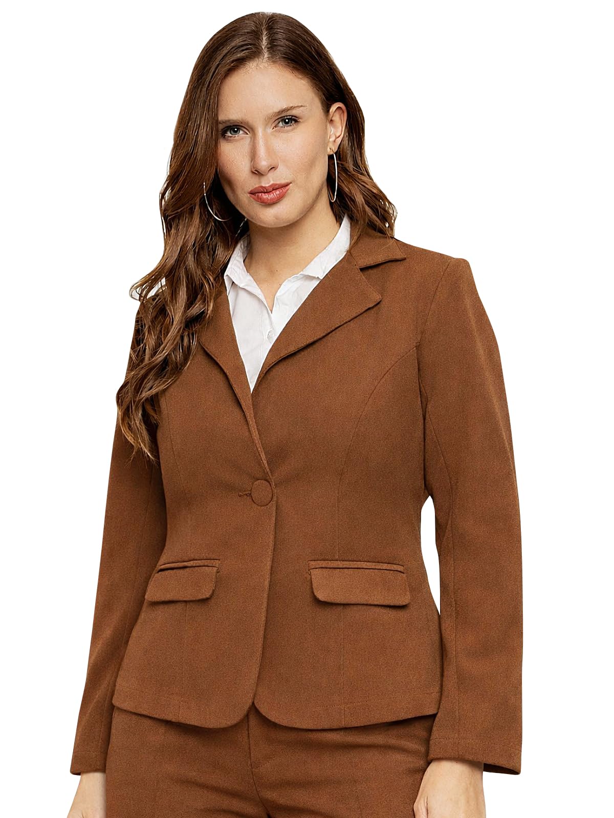 martini get high ! Martini Women Blazer | Formal Work Wear | Easy Wash | Single Breasted | Mild Stretch (Mocha Coffee Brown, Size: S to XL)-picture-19