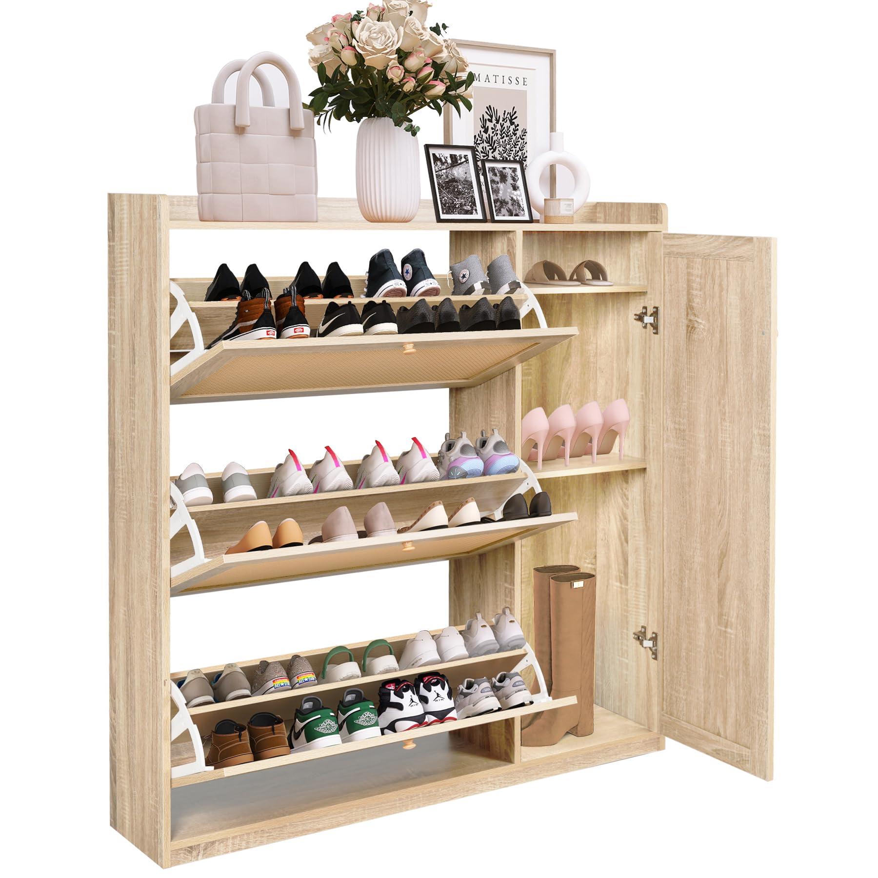 Buy FUQARHY Shoe Shoe Storage with 3 Flip Drawers