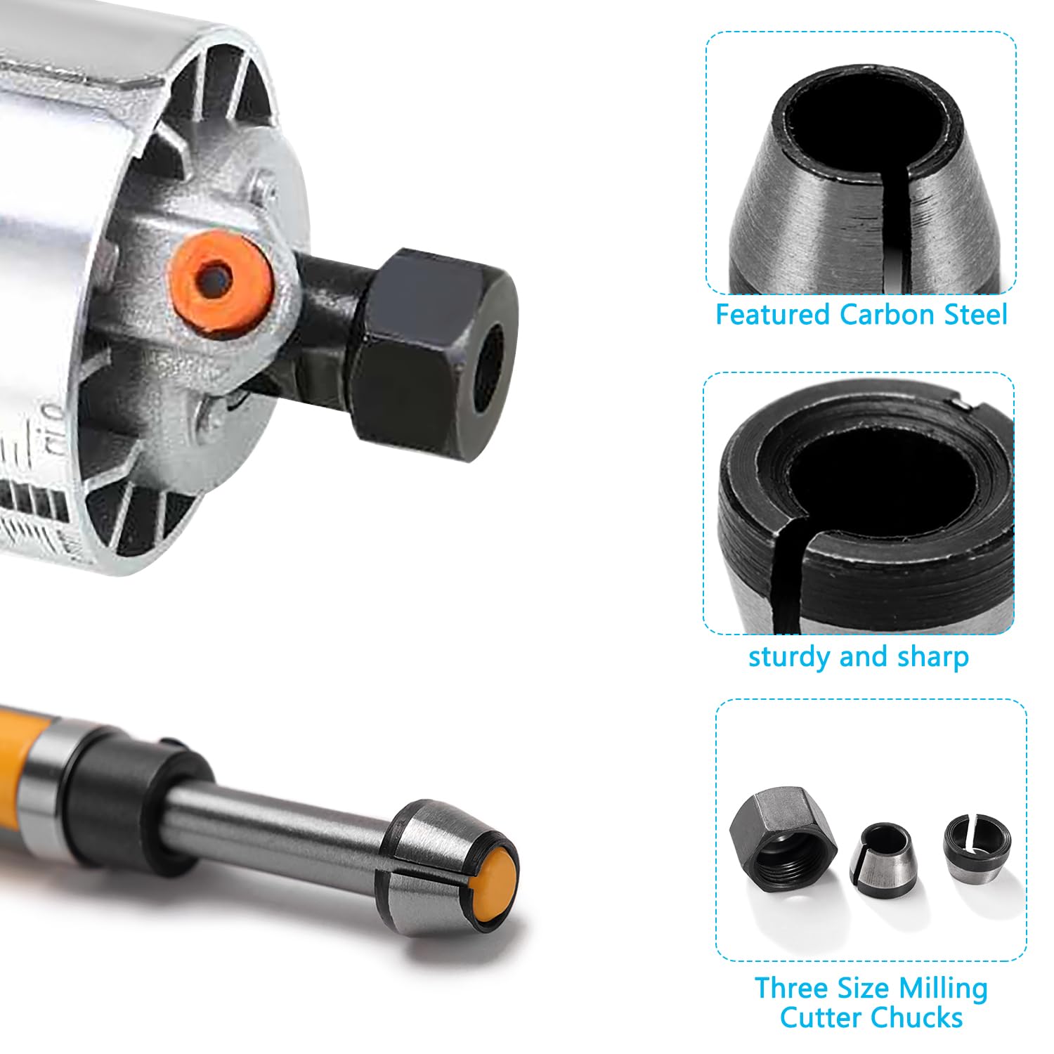 VooGenzek 2 PCS 6mm / 6.35mm Router Collet Chuck, Router Bit Collet Chuck, Trimmer Collet Adapter with Nut - Image 3