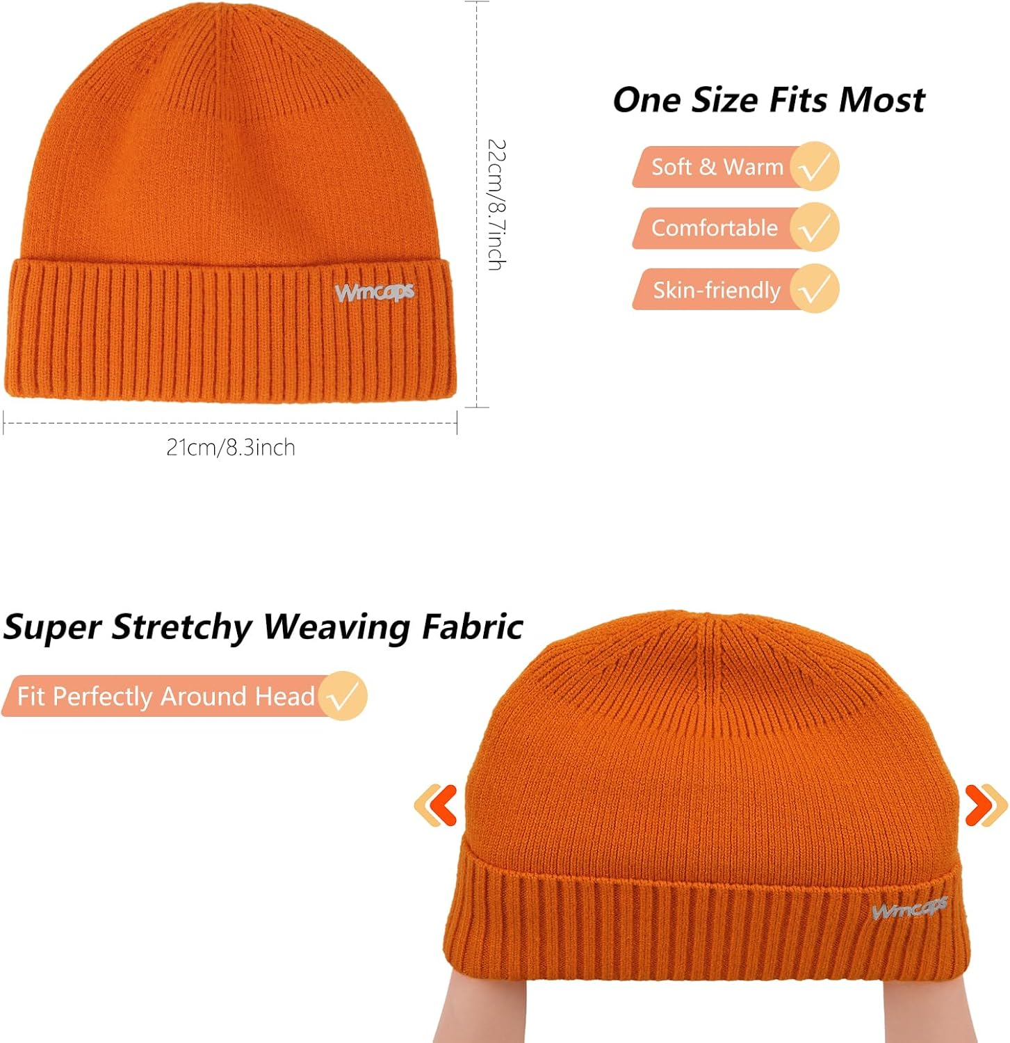 Wmcaps Beanie Kintted Hats for Men Women, Soft Warm Unique Material Winter Stocking Skull Cap with Reflective Logo - Image 3