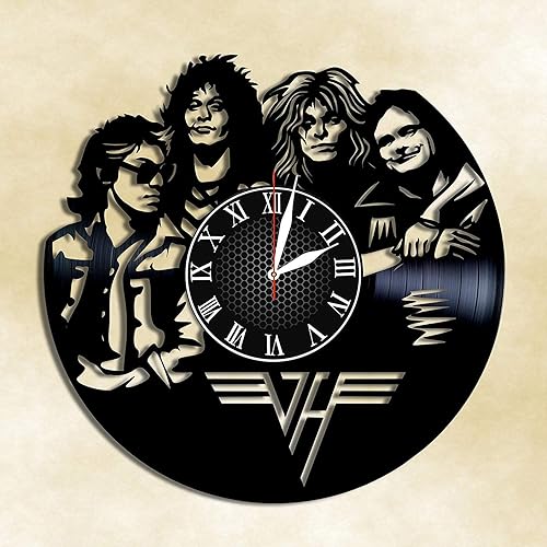 Van Halen - Reloj de pared de disco de vinilo, Van Halen, hecho a mano para cocina, oficina, dormitorio, póster de pared ideal de Van Halen