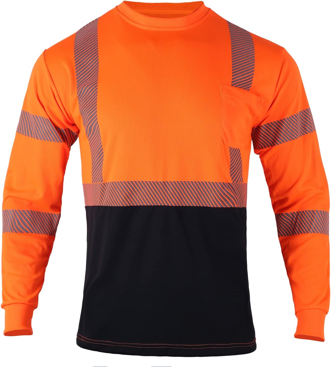 FONIRRA Safety Shirts for Men High Visibility Reflective ANSI Class 2 Hi Vis Construction Work T Shirts Long Sleeve