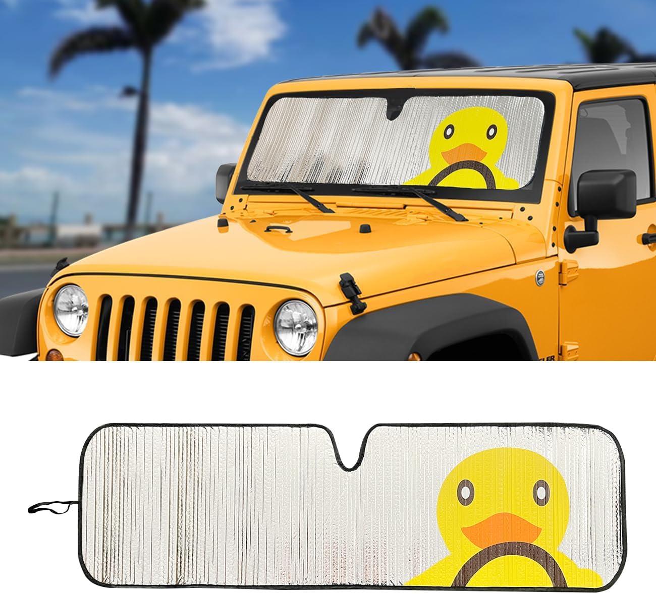 Winunite Windshield Sun Shade Compatible With Jeep Wrangler
