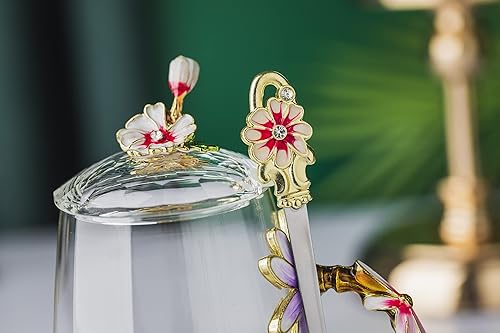 Miniatura 31 de Luka Tech Tazas de café esmaltadas de vidrio sin plomo, con cuchara de acero, regalos personalizados para mujeres, esposa, mamá, niña, profesora