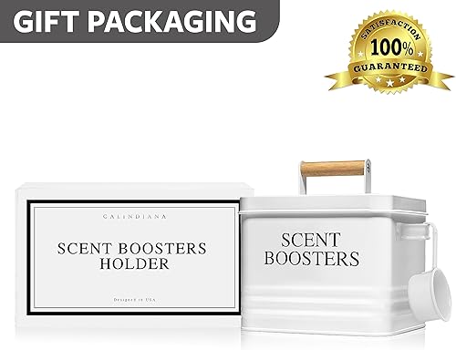 Miniatura 6 de Calindiana Modern Farmhouse - Recipiente dispensador de perlas de metal para lavandería con cuchara para decoración y accesorios de lavandería,