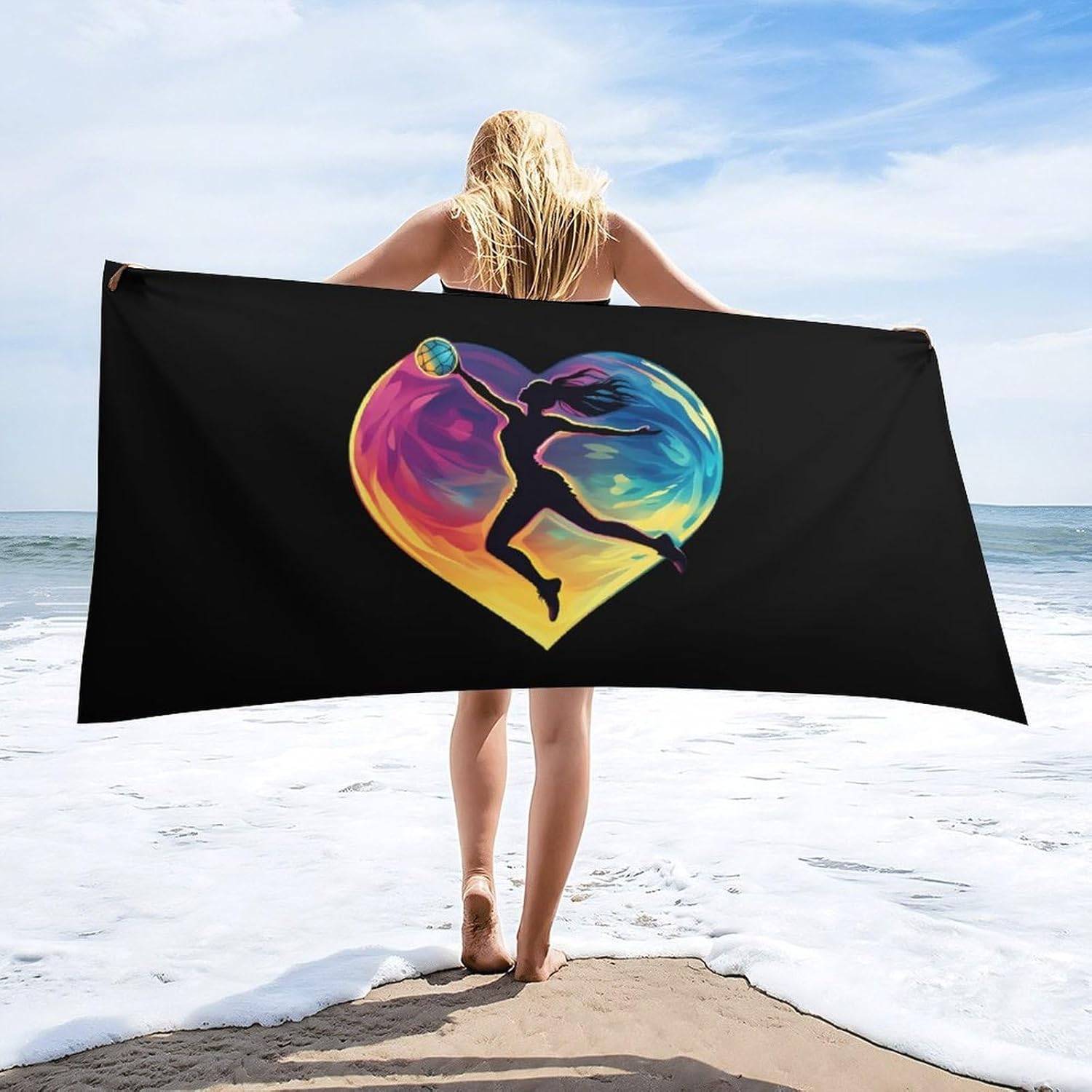 Handball Player Colorful Printed Beach Towel Lightweight Swim Surfing Towels for Pool Travel Vacation 160x80cm