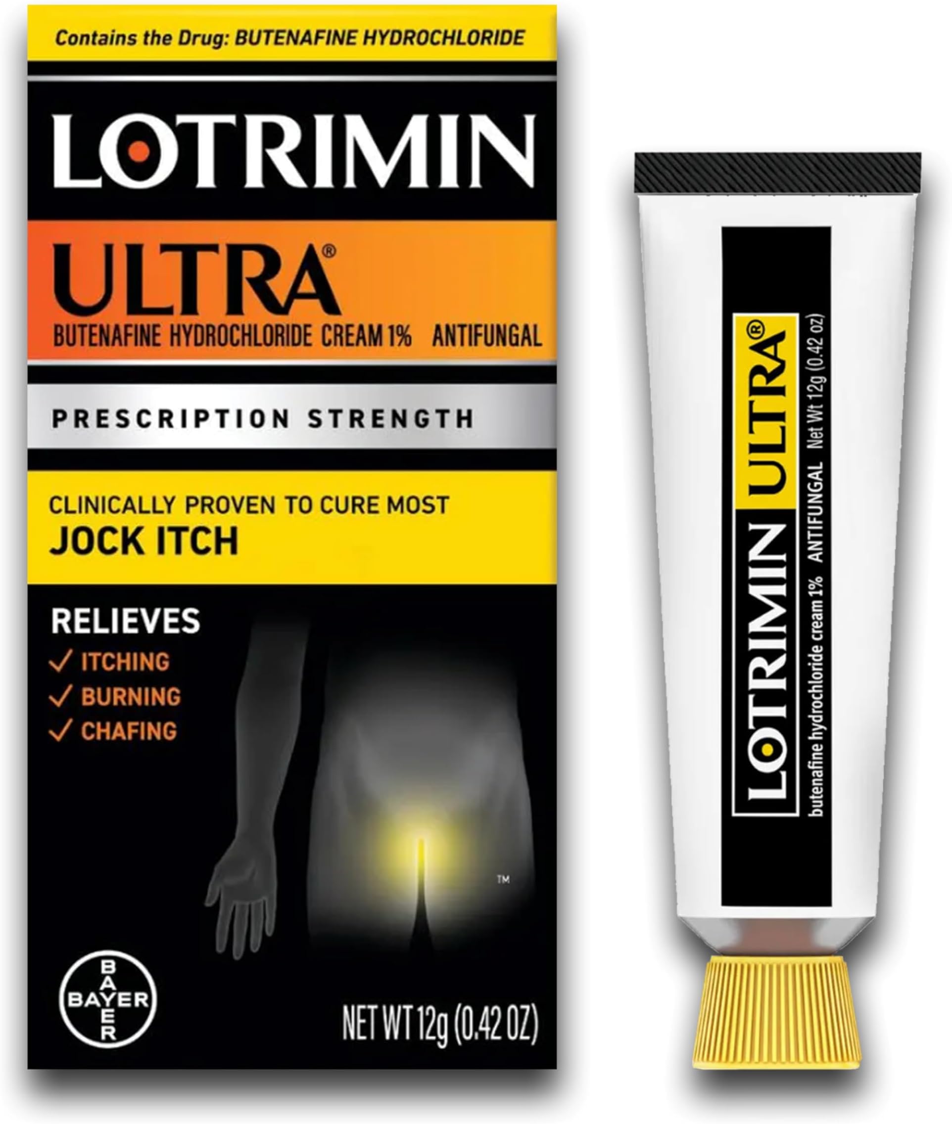 Lotrimin Ultra Jock Itch Cream - Powerful Butenafine Hydrochloride Treatment for Jock Itch, 0.42 Ounce (12 Grams) (Packaging May Vary)