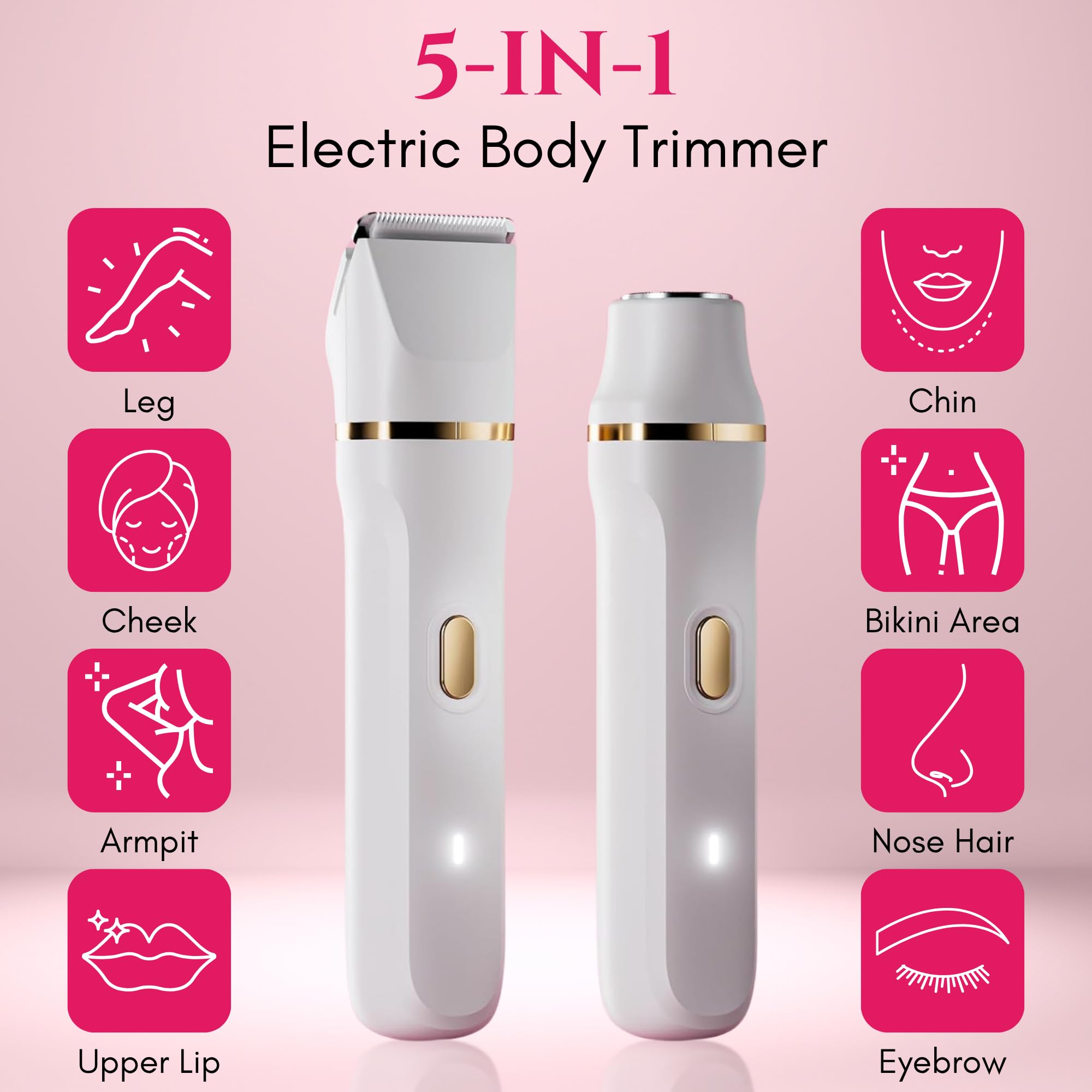 Maquinilla de afeitar eléctrica 5 en 1 con cable USB, excelente eliminación de vello facial, afeitadora corporal húmeda/seca para nariz, cejas, barba, pierna y brazo, IPX7