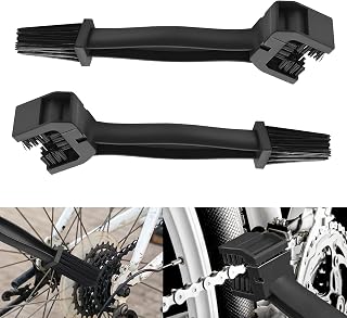 2PCS Bike or Motorcycle Chain Washer, Motorcycle Washer Cleaner Brush Tool, Double-Ended Motorcycle Chain Cleaner with Long Bristles, Bike Chain Crankset Brush for Bicycle Mountain (Black)