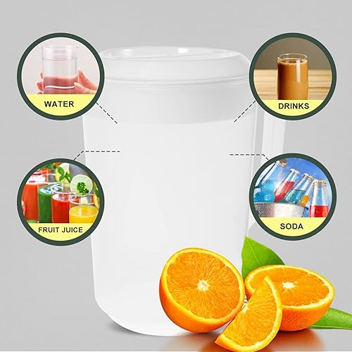 Miniatura 6 de SHERCHPRY Jarra de agua de plástico, jarra de agua de medición con tapas para agua fría, recipientes para té helado, jarra de bebidas para el hogar