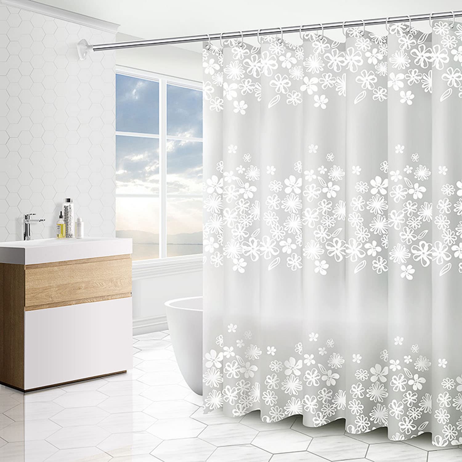 aceyoon Douchegordijn 180 x 200 cm druppel met bodem