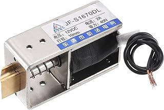 MECCANIXITY DC 12V 2A Solenoid Electromagnet Push Pull Type 40N 10mm Stroke Solenoid Actuator Open Frame Linear Motion JF-S1670DL Magnet Solenoid