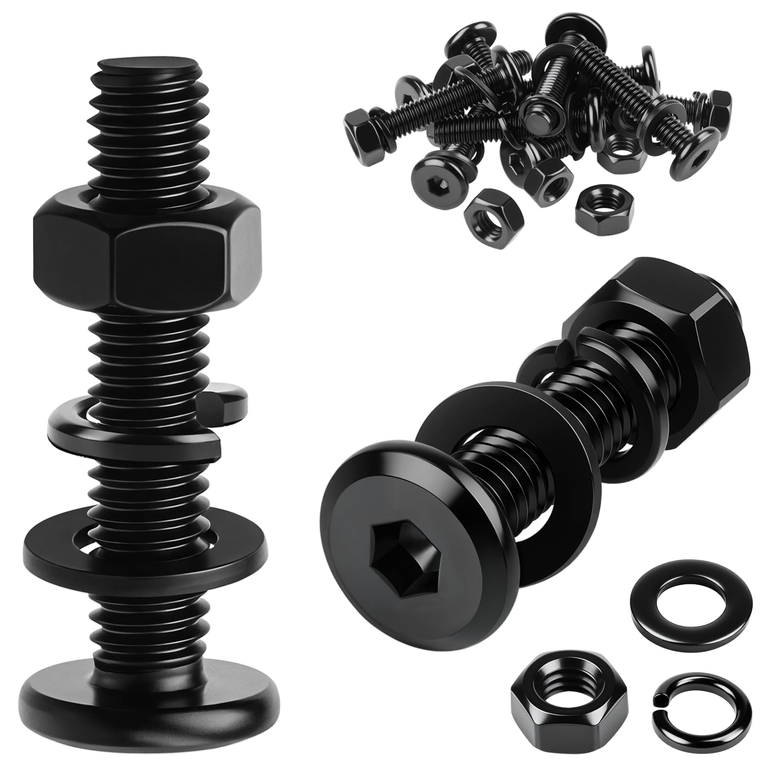 mawmuaw M6x20 mm Bolts and Nuts, 15 Sets Nuts and Bolts Stainless Steel 304