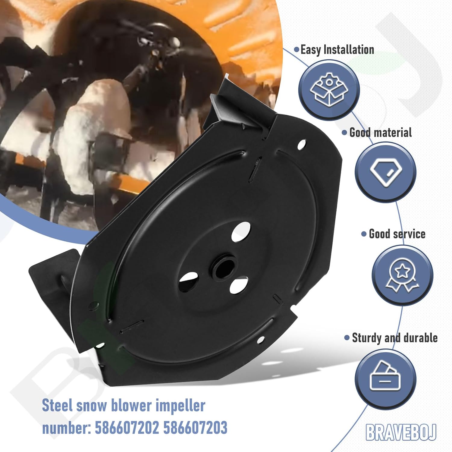 586607202 586607203 Steel Snow Blower Impeller Compatible with Husqvarna ST 224 ST224 ST 224P ST 227P ST227P ST 230P ST 227 Snowblowers