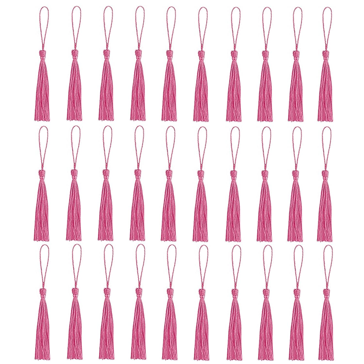 30 PCS Bookmark Tassels, Mini Tassels Silky Tassels for Bookmarks Handmade Bookmark Tassels for Resin DIY Craft Supplies and Home Decor (Skinpink)