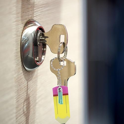 Miniatura 3 de EXCEART 6 llaveros con borlas en blanco para manualidades, regalos de mujer, llavero de dibujos animados, llavero de borla, llavero de borla,