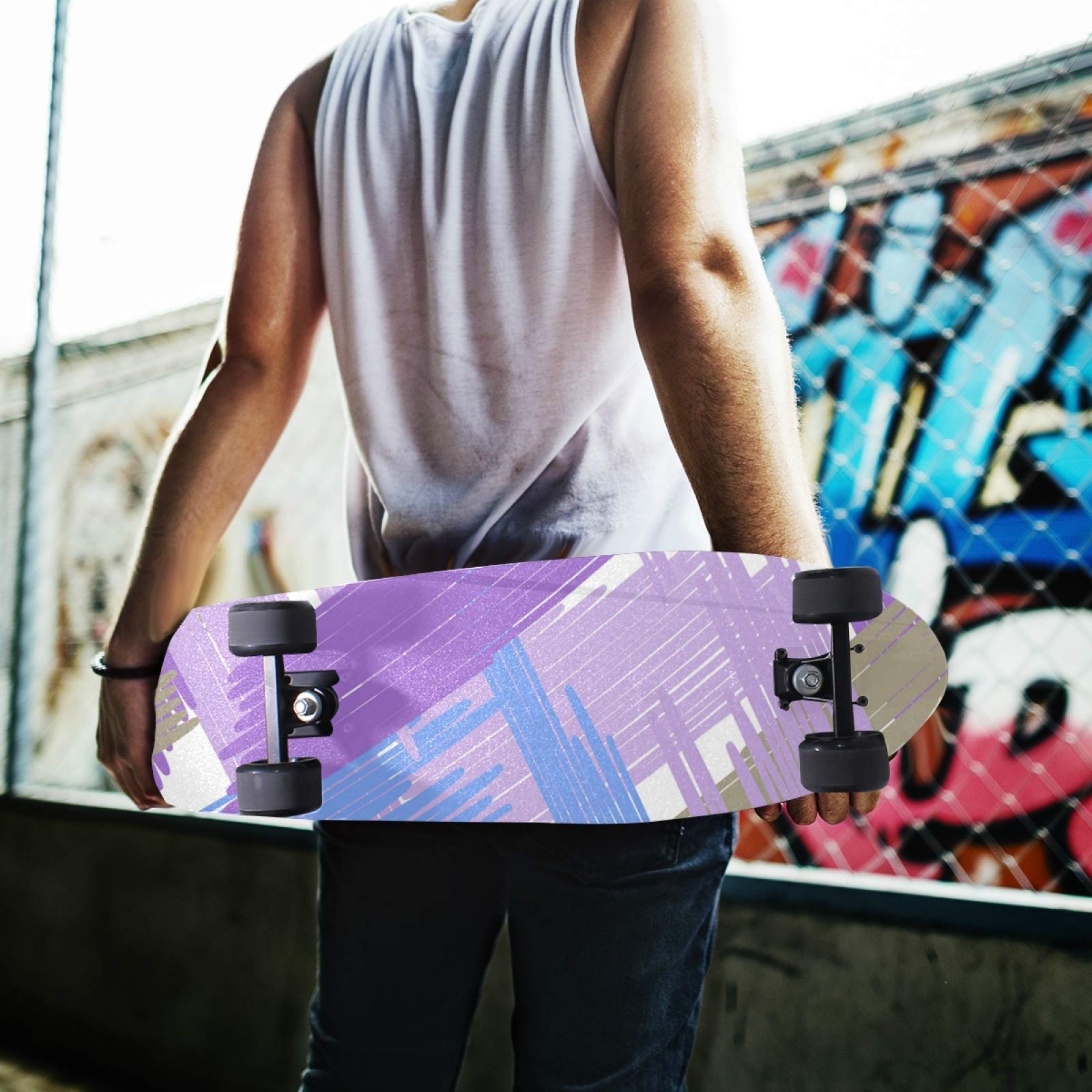 MNSRUU - Nastro Antiscivolo Per Skateboard 84x23 Cm - Lona Diamantata Ad Alta Viscosità Per Longboard E Mini Cruiser