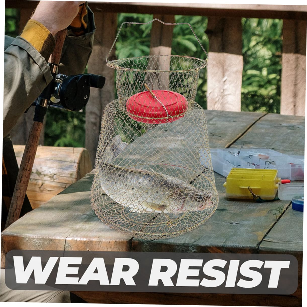 Kisangel Panier à Poisson en Fer Panier à Crevettes pour La Pêche Filet De Pêche Panier à Poisson Flottant Pièges Panier à Poisson pour Poisson Pêché Panier à Poisson Pliable Le Fer