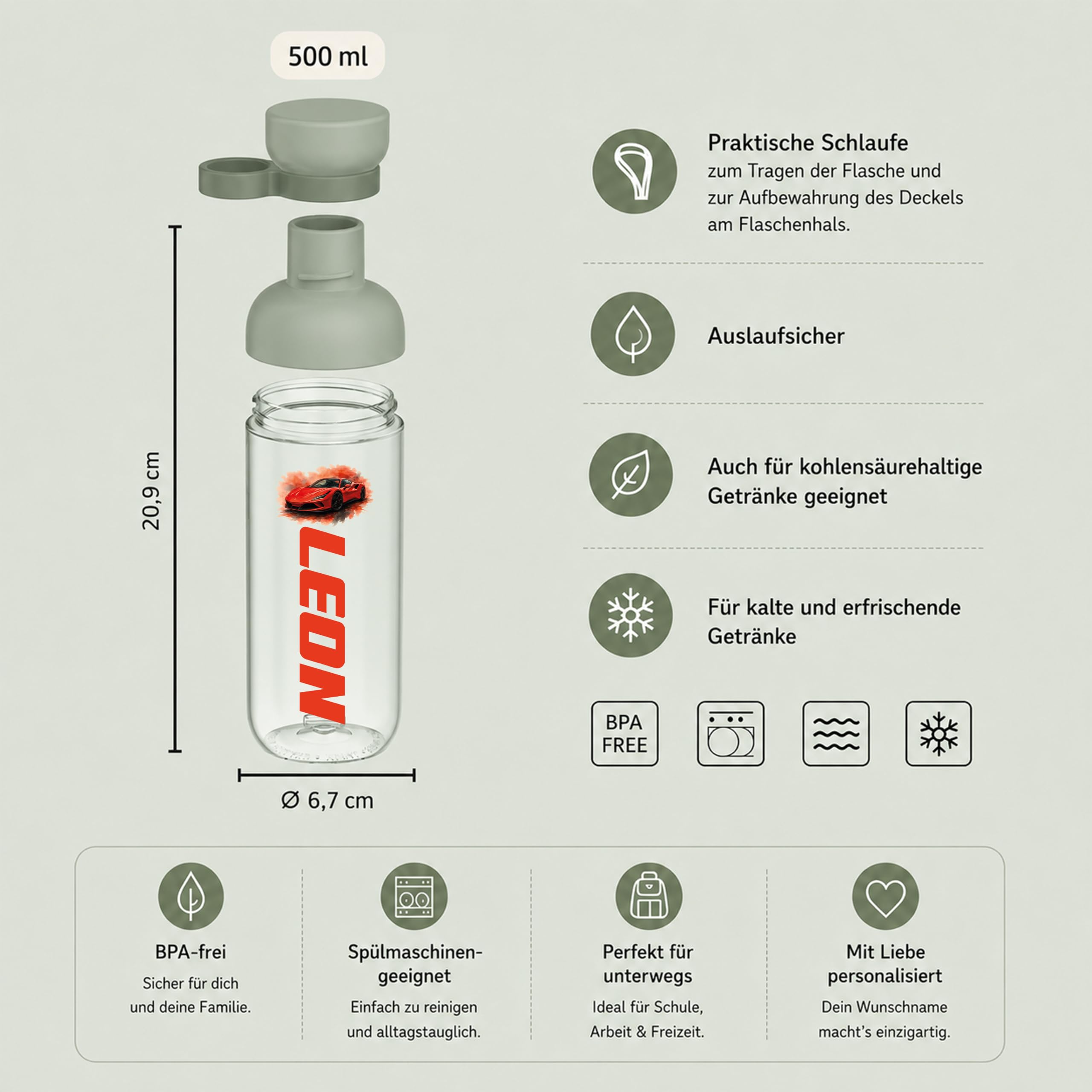 Mepal Personalisierte Brotdose Trinkflasche | Rennwagen Sportwagen Auto | Geschenk Einschulung Mädchen Junge Kitastart Schule Schulanfang Lunchbox Flasche Bento Box Vesperdose Kindergarten Schulkind