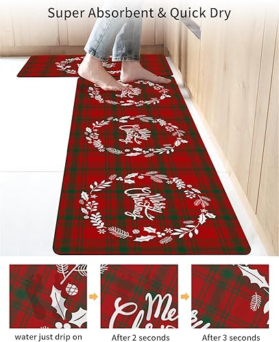 Miniatura 8 de Tapete de baño de Feliz Navidad, antideslizante, de secado rápido y absorbente, tierra de diatomeas, fregadero de ducha para dormitorio, cocina,