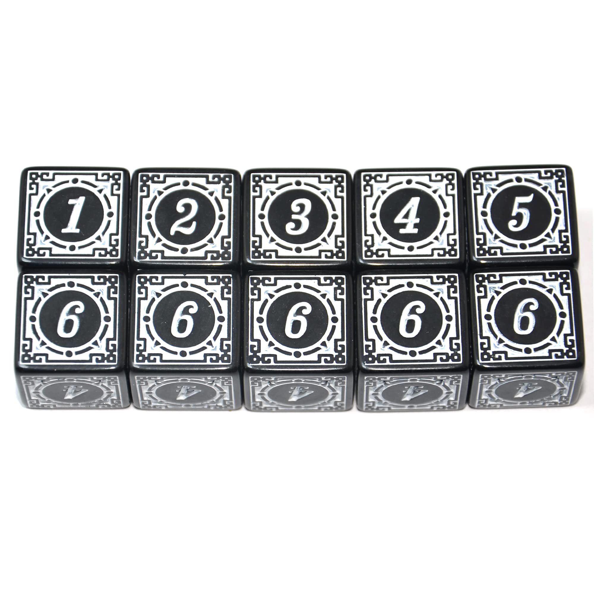 SmartDealsPro 10-Pack D6 Six Sides 16mm Dice Die for DND MTG PRG Wow Table Game Math Teaching (White Letter)
