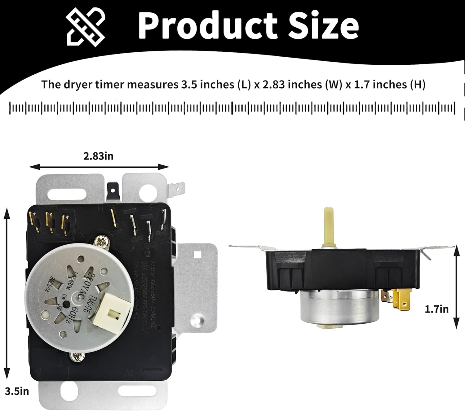 W10745655 W10436308 Dryer Timer Compatible with Whirlpool, Amana,W10857612 Replacement for AP6003908, 4454384, PS11731366, and W10857612VP 230VAC 60Hz 1 Year Warranty