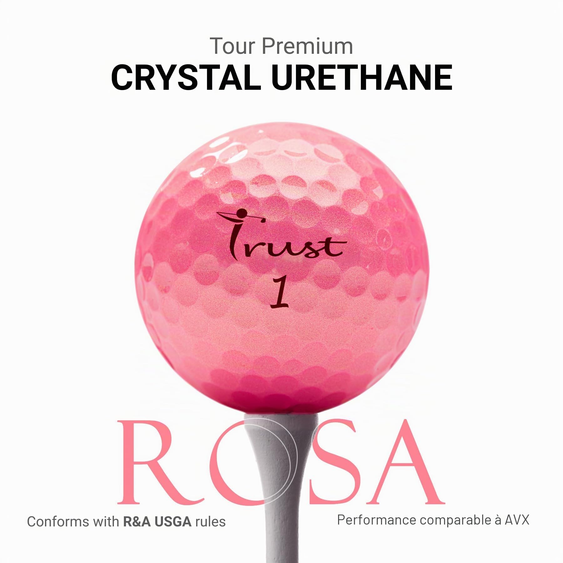 Trust Balles de Golf Aurora – Haute visibilité, Longue Distance, vol Stable, trajectoire Droite, arrêt Puissant, uréthane Cristal, qualité Tour, Noyau 3 Couches Dynamique, 12/48 balles
