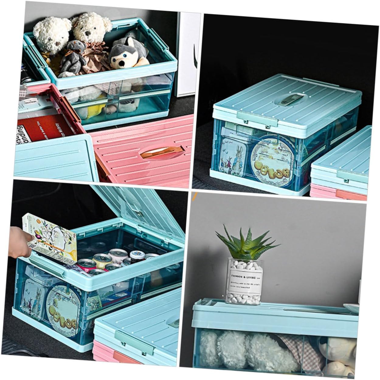 Compact Lightweight Storage Box Plastic Transparent for Clothes Toys Books Sundries Foldable Home Storage Case